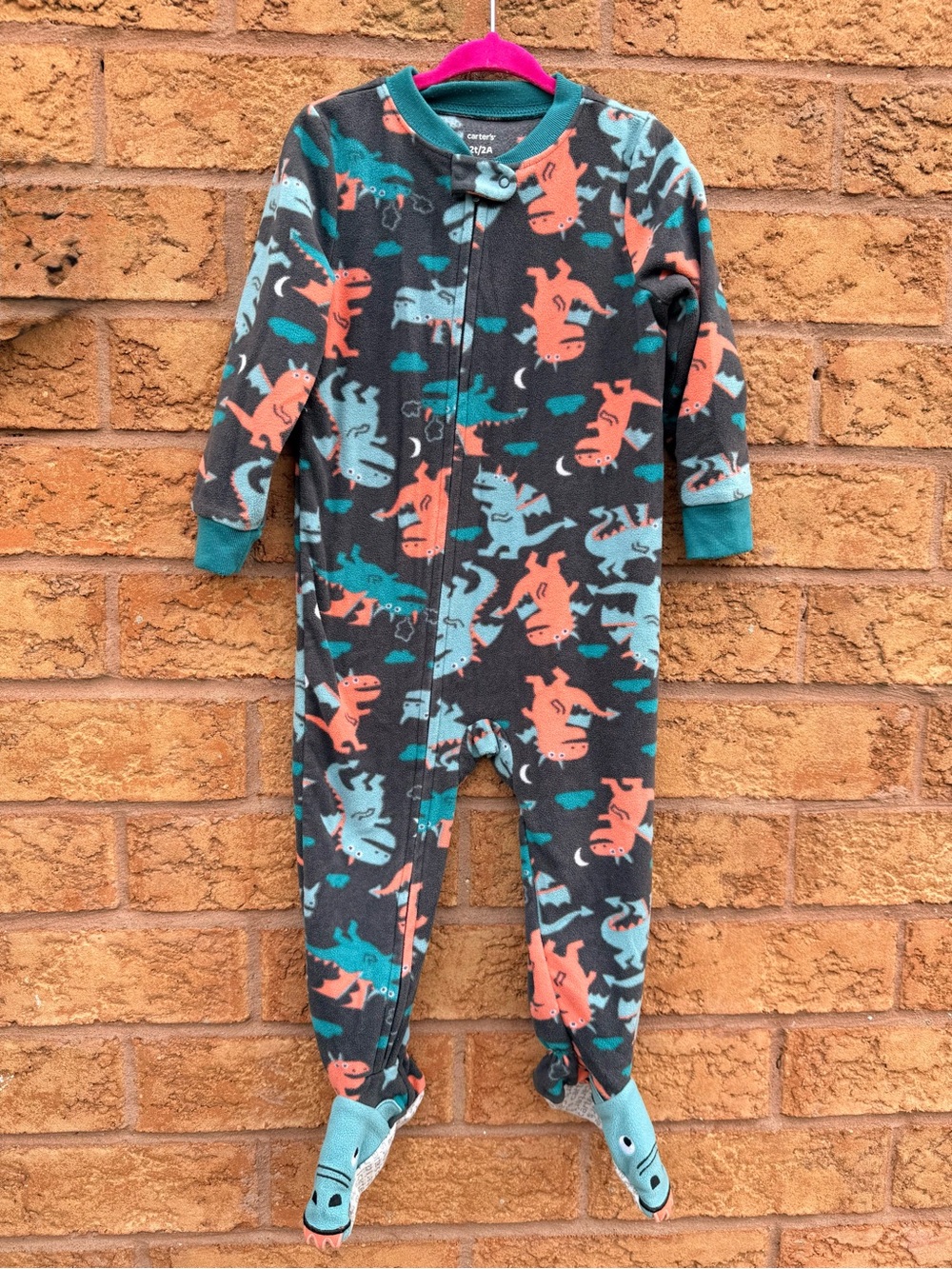 🌿10/$25 • Carter's Gray Dino Print Footed Zip Fleece Sleeper